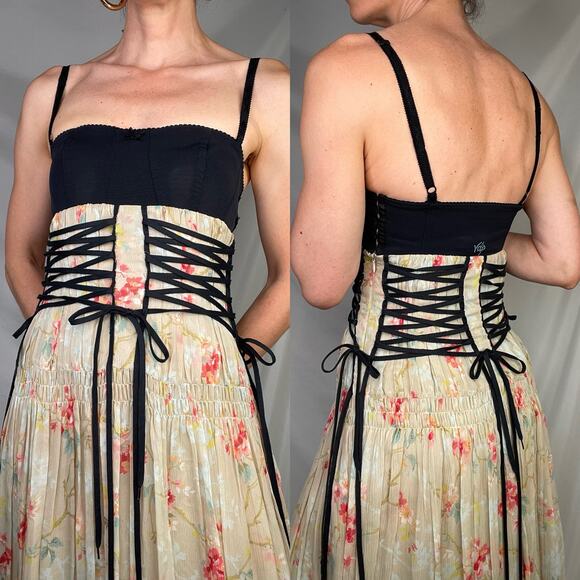 SOLD VDP Collection Italy silk lace-up corset fairy grunge dress goth whimsigoth - Picture 15 of 17